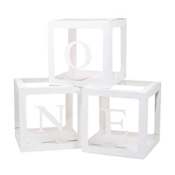 ONE First Birthday Balloon Boxes & Party Balloon Stand Column Tower - Picture 1 of 9